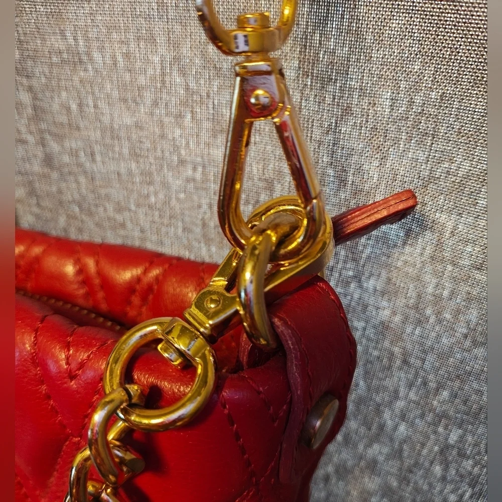 Valentino Vanille Red Quilted Chain Shoulder Bag